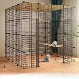 ネコケージ 大型猫用 キャットケージ 超大型 3段~6段 組み立て簡単 室内飼い 用品 ブラック (147*147*145 )