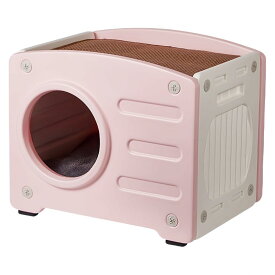 猫小屋 キャットハウス 可愛い 組立式 猫 ベッド 安心安全 温かい ペットハウス プラスチック製 オシャレ感 小型犬小屋 防風 通気性 耐重 さびない 夏冬用 組立簡単 洗えるド 家庭/室内用 (,ピンク)
