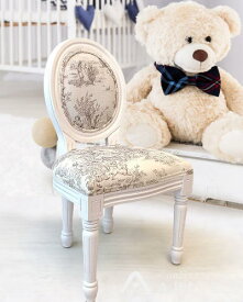 ドールチェア 飾り椅子 フレンチスタイル ホワイト トワル・ド・ジュイ ヨーロピアン 布張り コンパクト 小さい 人形 椅子 ディスプレイ アンティーク調