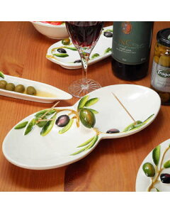 トレイ 食器 楊枝立て 楕円形 イタリア製 オリーブ 陶器 オシャレ ヨーロッパ 南欧食器 キッチン インテリア カントリー レストラン