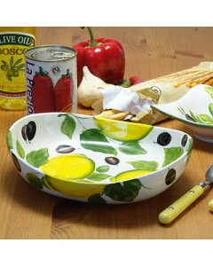 パスタ皿 レモン オリーブ 食器 インテリア 陶器 イタリア製 ヨーロッパ カントリー レストラン オシャレ インテリア ハンドメイド お皿 プレート