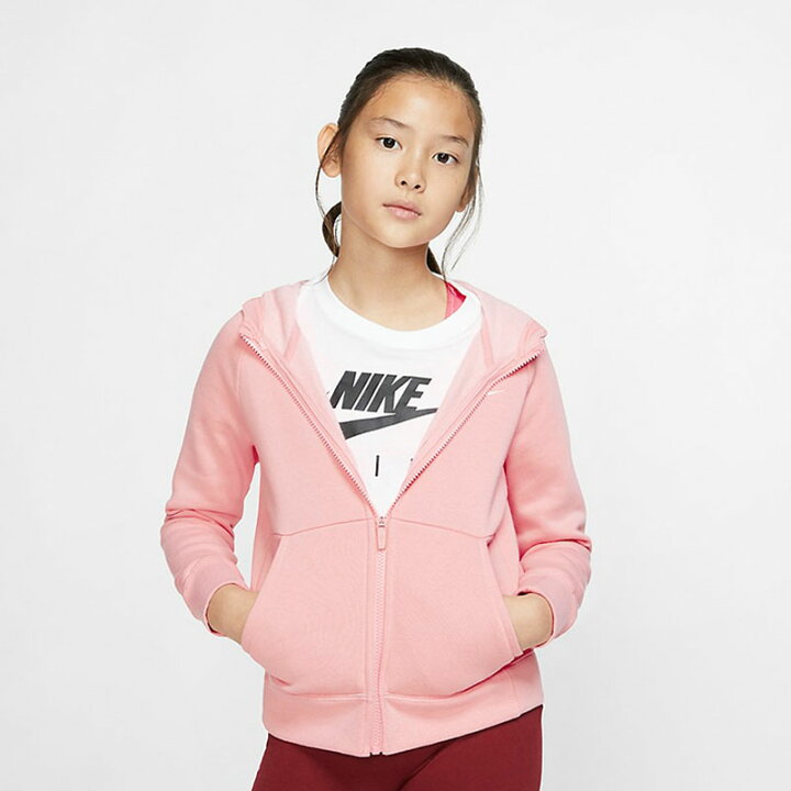 楽天市場 スウェット 長袖 パーカー キッズ 女の子 ジュニア 子供服 ナイキ Nike Yth ガールズ フルジップフーディ 裏フリース スポーツウェア 130 160cm スエット アウター 女児 普段使い ピンク 上着 羽織 Bv2712 697 Apworld Kids
