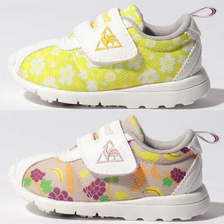 楽天市場 ベビーシューズ キッズ スニーカー 13 18 0cm 子供靴 ルコック Le Coq Sportif モンペリエ 5 Art F 定番 子ども 男の子 女の子 幼児 メッシュ 花柄 フルーツ柄 かわいい 運動靴 Montpellier 5 Art F くつ Ql5tjc04 Apworld Kids