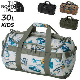 送料無料 ノースフェイス キッズ 子ども用 ボストンバッグ 30L THE NORTH FACE ナイロンダッフル30量 アウトドアバッグ 手提げ ショルダー キャンプ 林間学校 旅行 子供 ブランド 無地 柄物 こども かばん/NMJ72353