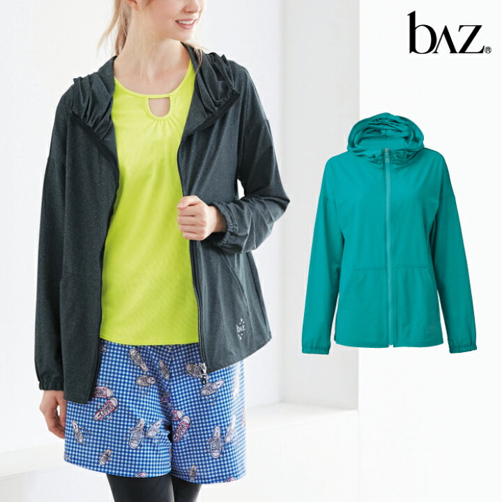 楽天市場 Baz バズ Nawa レディース スポーツウェア 日本製 送料無料 プライムフレックスパーカー レディース 健康体操 ジム ランニング ウォーキング ファッション M L グレー ターコイズブルー Apliet アプリエット