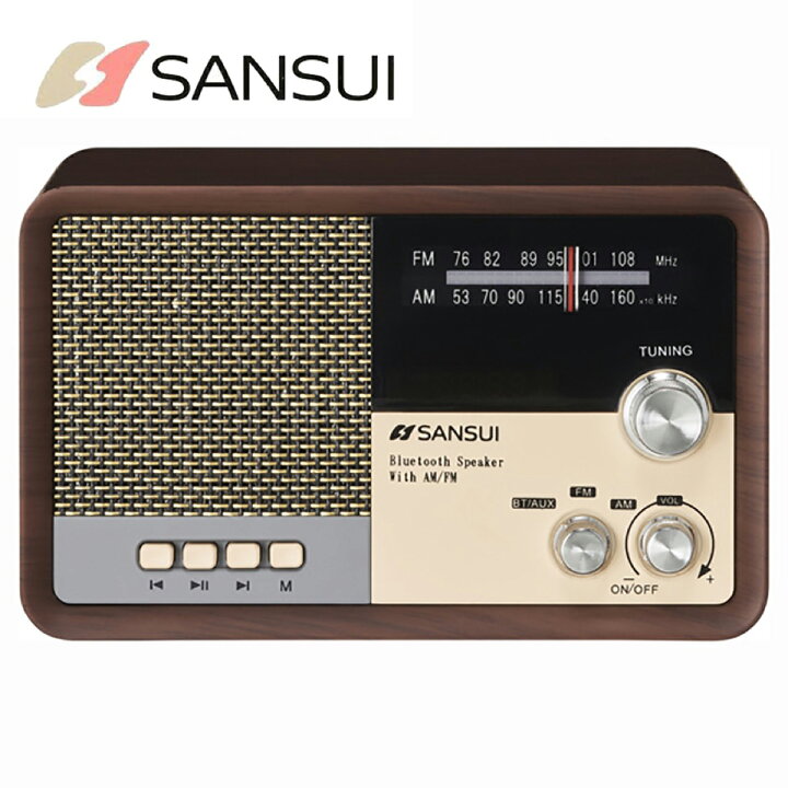 SANSUI サンスイ MSR-1 WD AM FM ラジオ スピーカー ウッド Bluetooth iPhone スマホ 対応 レトロ  オーディオ (06) APマーケット