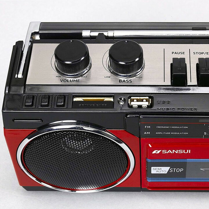 楽天市場】SANSUI ブルー SCR-B2 BL カセットテープレコーダー レトロ 