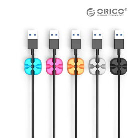 ORICO CBSX ケーブルホルダー 同色 5個セット ケーブル クリップ ケーブル収納 コード ケーブルオーガナイザー ケーブルマネージャー シリコン グッズ 机上 卓上 デスク 壁 車 整理 整頓 まとめる 固定 両面テープ オリコ (C)
