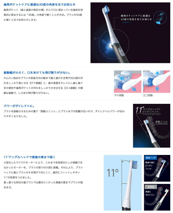 楽天市場】オムロン HT-B324-BK 音波式 電動歯ブラシ Medicrean 324 