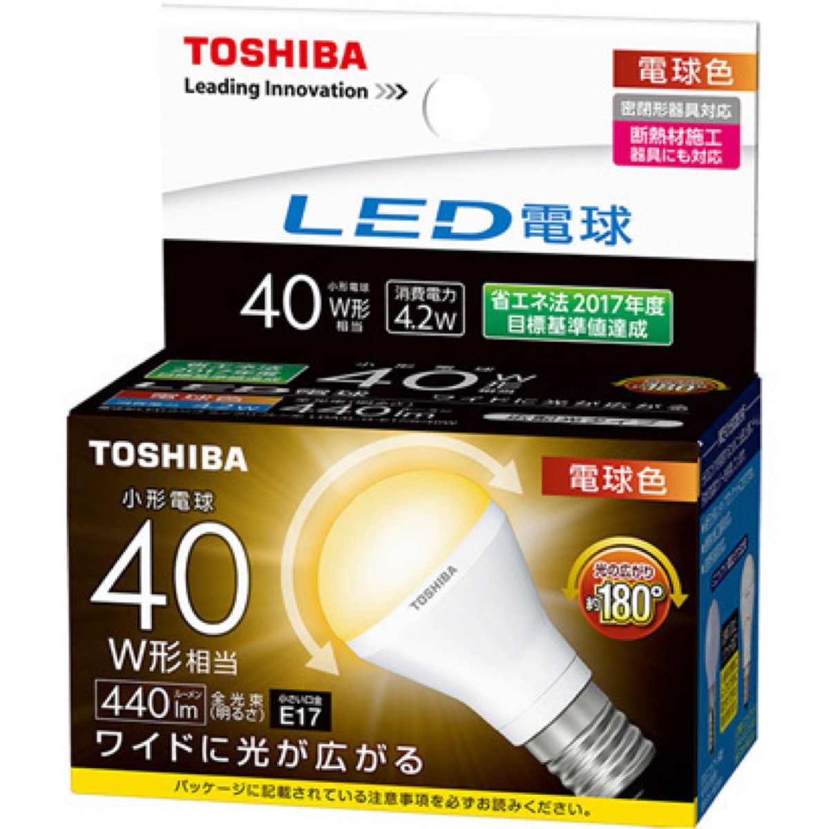 東芝 LDA4L-G-E17/S/40W LED電球 ミニクリプトン形 断熱材施工器具対応 広配光タイプ 小形電球 40W形相当 40W LDA4L-G-E17S40W TOSHIBA (06)