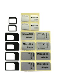 【ゆうパケット送料無料】NanoSIM MicroSIM SIM 変換アダプタ 3点セット×2（ブラック） For iPhone スマホ ドコモ NanoSIM→SIM or MicroSIM NanoSIM→SIM変換アダプター