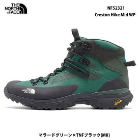 【足幅】E相当です ザ ノースフェイス NF52321 MK クレストン ハイク ミッド ウォータープルーフ（メンズ） The North Face Creston Hike Mid WP マラードグリーン×TNFブラック(MK)2024年新色 トレッキングシューズ ハイキング 軽量 防水 登山靴