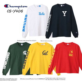 チャンピオン C5-Y406 Made in USA 米国製 ティーテンイレブン ロングスリーブTシャツ Champion T1011 L/S T-SHIRT PRINT ホワイト(010) ネイビー(370) モスグリーン(560) イエロー(740) ガーディナル(960)