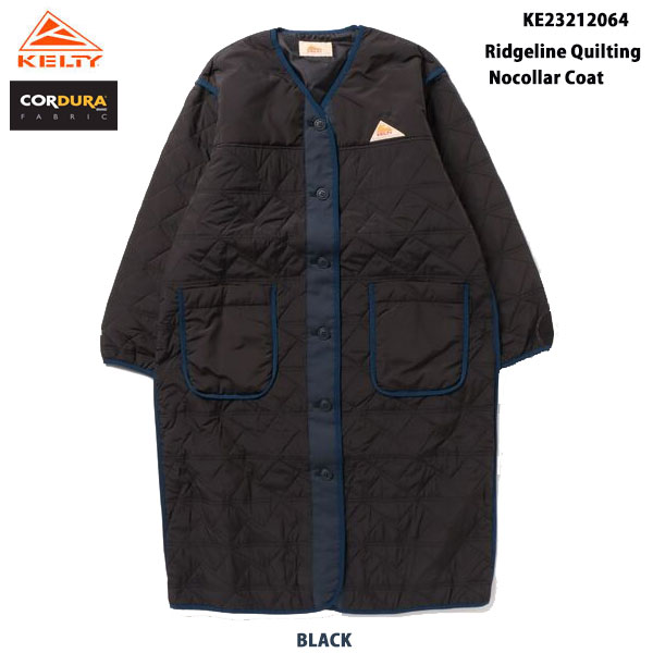 ケルティ KE23212064 ブラック リッジライン キルティング ノーカラーコートKELTY Ridgeline Quilting Nocollar Coat BLACKレディース ウィメンズ ロングコート アウター 軽くて保温性の高い中綿を使用。のサムネイル