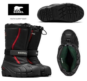 2025NH~̐V݌ɂł \ NY5192 015 24.0cm [Xt[[ @u[c SOREL YOUTH FLURRY? BOOT [X LbY Xm[u[c ANeBuLbY̓~тKɁ@͂u[c 015 Black, Bright Red