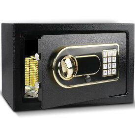【期間限定レビュー特典】Beemyi金庫 家庭用 小型 12.4L業務用 耐火耐水 テンキー式 電子金庫 盗難防止 デジタルキーボード 緊急キーでロック解除 壁に固定可能 家庭 事務所 ホテル 店に防犯