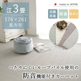 カーペット じゅうたん ラグ 防音 江戸間3畳 176×261 防ダニ 抗菌 防臭 ホットカーペット 床暖房対応 オールシーズン 敷き詰め ナチュラル 国産 日本製 ループパイル 高機能 新生活