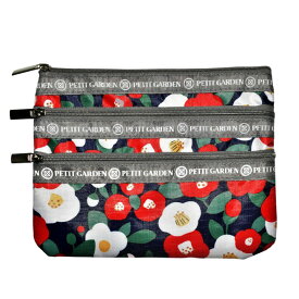 1000円ポッキリ 送料無料 PETIT GARDEN ネコ 3連ファスナーポーチ エナメル RSN0993 スマホや小物を仕分け収納できる3ポケット 軽量 防汚 水に強い バッグインバッグにも最適 6柄選べる 可愛い猫柄 化粧ポーチ ファスナー開閉 プレゼント