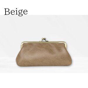 Lafiel ラフィール がま口ポーチ メガネ入れ ペンケース ナチュラル合皮 レトロ金具 口開き広い クッション内装 軽量 19×9cm 003188400