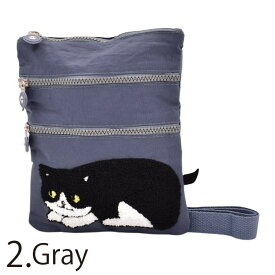 ふわふわ ネコ ショルダーバッグ スマホ収納 猫 ねこ ネコ 小物入れ 3ポケット 2Way 斜め掛け 肩掛け 軽量 お出掛け かわいい ハチワレ 猫の日 候補