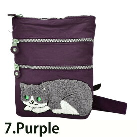 ふわふわ ネコ ショルダーバッグ スマホ収納 猫 ねこ ネコ 小物入れ 3ポケット 2Way 斜め掛け 肩掛け 軽量 お出掛け かわいい ハチワレ 猫の日