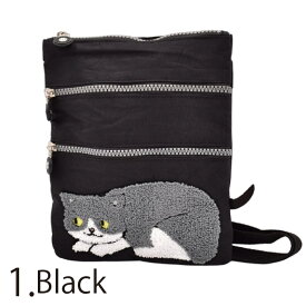 ふわふわ ネコ ショルダーバッグ スマホ収納 猫 ねこ ネコ 小物入れ 3ポケット 2Way 斜め掛け 肩掛け 軽量 お出掛け かわいい ハチワレ 猫の日 候補