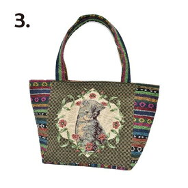 ネコ ゴブラン織り トートバッグ レディース 舟形 軽量185g 大容量 かわいい 猫柄 バッグ 6種展開 上品 おしゃれ ギフト プレゼント 通勤 通学 旅行