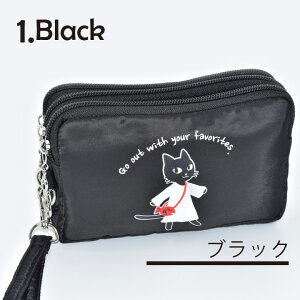 猫 ねこ ネコ ポーチ 小物入れ ネコポーチ 猫柄ポーチ 3連ファスナーポーチ 小物収納 コスメポーチ バッグインバッグ 大容量ポーチ 仕切りポーチ 旅行用ポーチ かわいいポーチ ネコポーチ