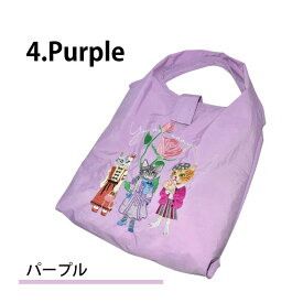 ネコ刺繍 エコバッグ 折りたたみ 大容量 約40L 軽量135g レディース トートバッグ 旅行 マザーズバッグ 通勤 猫グッズ おしゃれ プレゼントにも