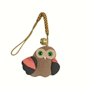 ふくろう 根付 ストラップ 日本製 手作り 開運 幸運 お守り キーホルダー 鈴付き 着物生地 和柄 かわいい バッグ チャーム 財布 携帯 合格祈願 金運 商売繁盛 レディース メンズ 子供 プレゼ