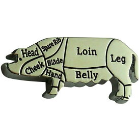 ピンバッジ ピンズ ラペルピン ブローチ ぶた ブタ 豚 ピッグ 食肉部位 ポーク 動物 シルバー＆ブラック 送料無料