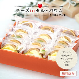 チーズinタルトバウム ギフトセット15個入（プレーン・信州りんご・チョコレート・いちご・抹茶各3個）バームクーヘン チーズケーキ チーズタルト バウムクーヘン ギフト 贈り物 プレゼント スイーツ お取り寄せ 個包装 入学祝い 進級祝い 退職祝い 卒業祝い 春ギフト