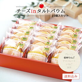 チーズinタルトバウム ギフトセット15個入（信州りんご） 送料無料 バームクーヘン チーズケーキ チーズタルト チーズバウム バウムクーヘン ギフト 贈り物 プレゼント 菓子折り スイーツ お取り寄せ 冷凍 個包装 入学祝い 進級祝い 退職祝い 春ギフト 卒業祝い 進学祝い