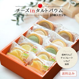 チーズinタルトバウム ギフトセット10個入（信州りんご4個・チョコレート・いちご・抹茶各2個）送料無料 バームクーヘン チーズケーキ チーズタルト バウムクーヘン ギフト 贈り物 プレゼント 菓子折り スイーツ 個包装 入学祝い 退職祝い 卒業祝い 進学祝い 春ギフト