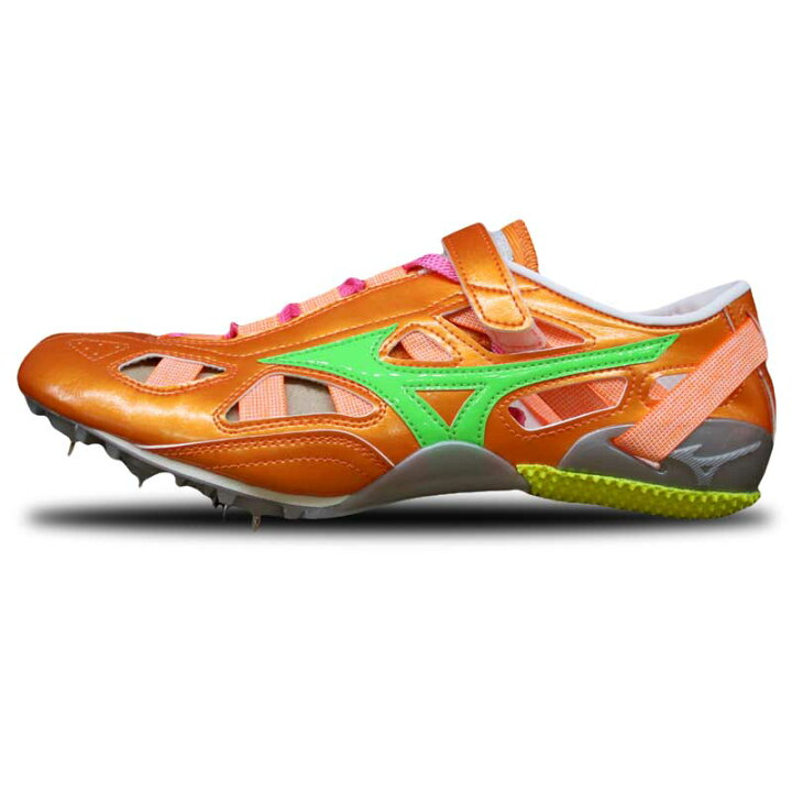 楽天市場 コイケオリジナル 陸上スパイク インクススプリントvt オレンジ Fグリーン Mizuno ミズノ ランスパ 短距離用 8mq151 224stk アップルスポーツ 楽天市場店