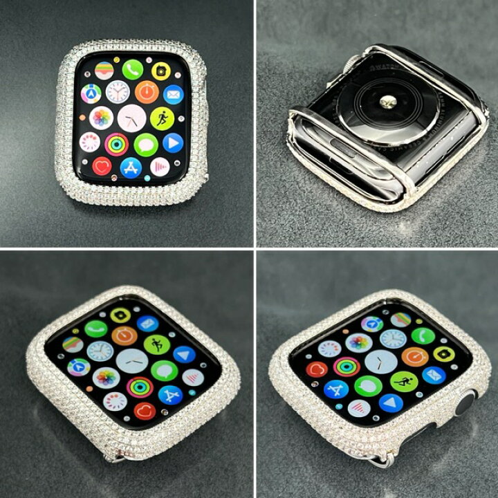 楽天市場】44mm シルバー CZカスタムダイヤ カバー ベゼル シリーズ6 