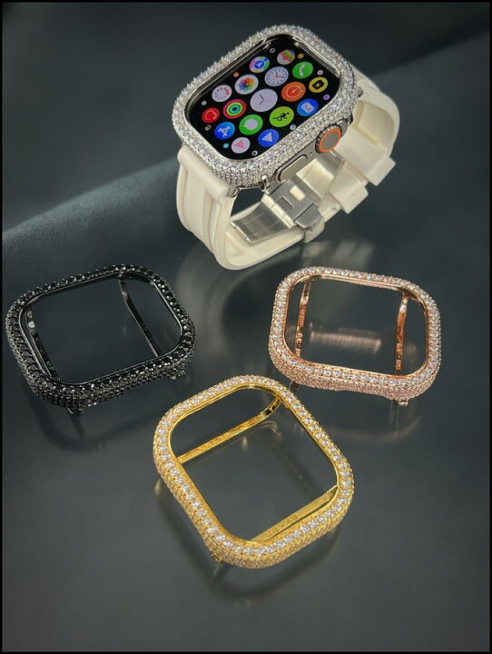楽天市場】ゴールド CZ ダイヤモンド ベゼル カバー ケース 49mm  