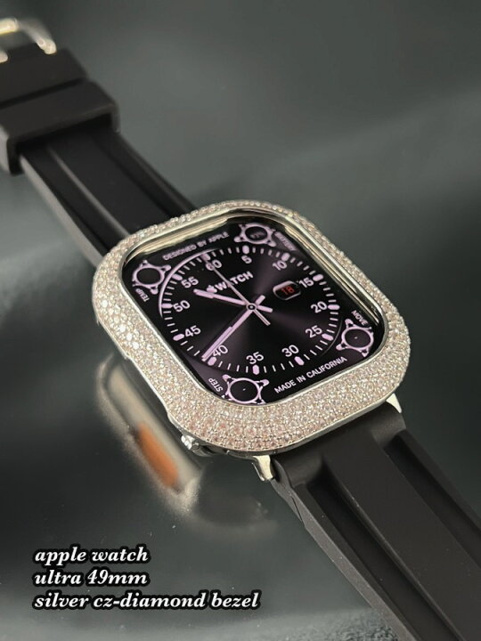 楽天市場】シルバー CZ ダイヤモンド ベゼル カバー ケース 49mm 