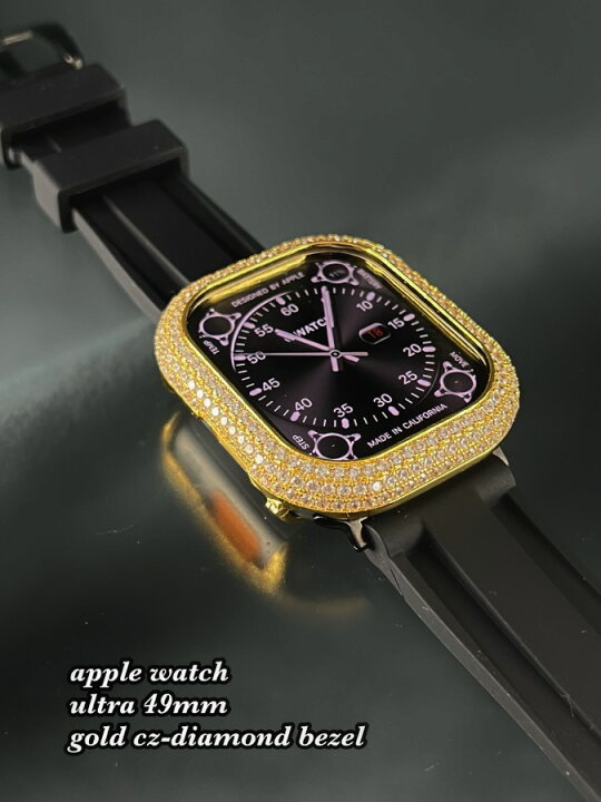 楽天市場】ゴールド CZ ダイヤモンド ベゼル カバー ケース 49mm  