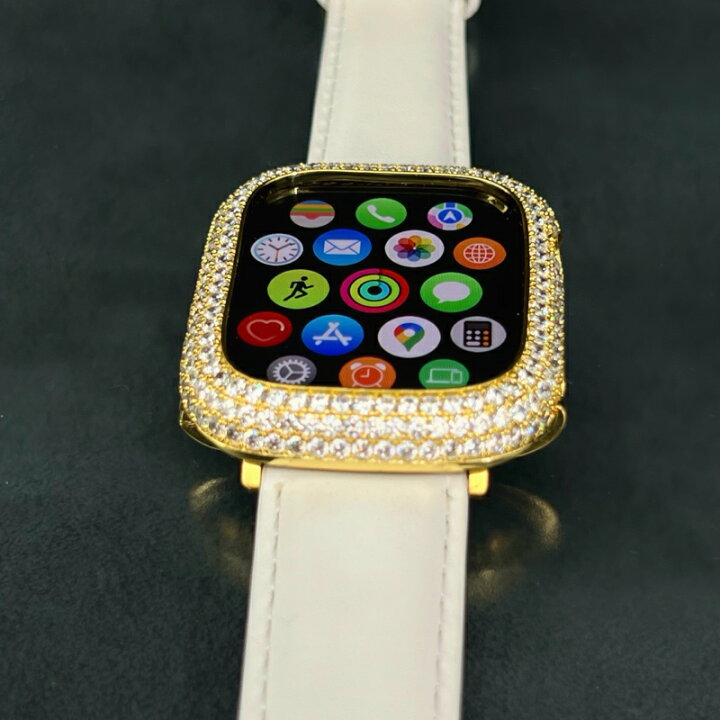 楽天市場】アップルウォッチ 用 ゴールド CZダイヤモンド ベゼル & 本  