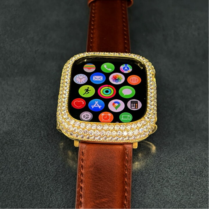 楽天市場】アップルウォッチ 用 ゴールド CZダイヤモンド ベゼル & 本  