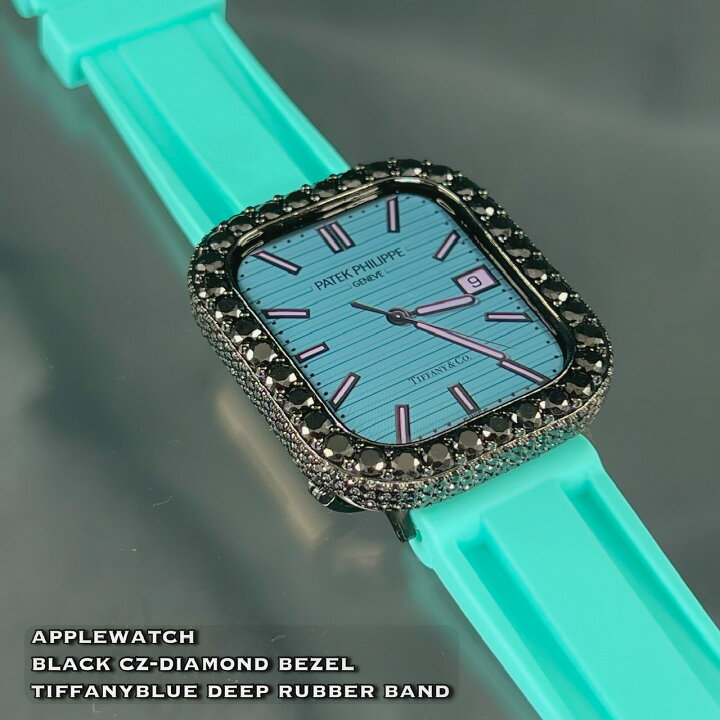 楽天市場】ブラック CZダイヤモンド ベゼル 極太 ティファニーブルー  