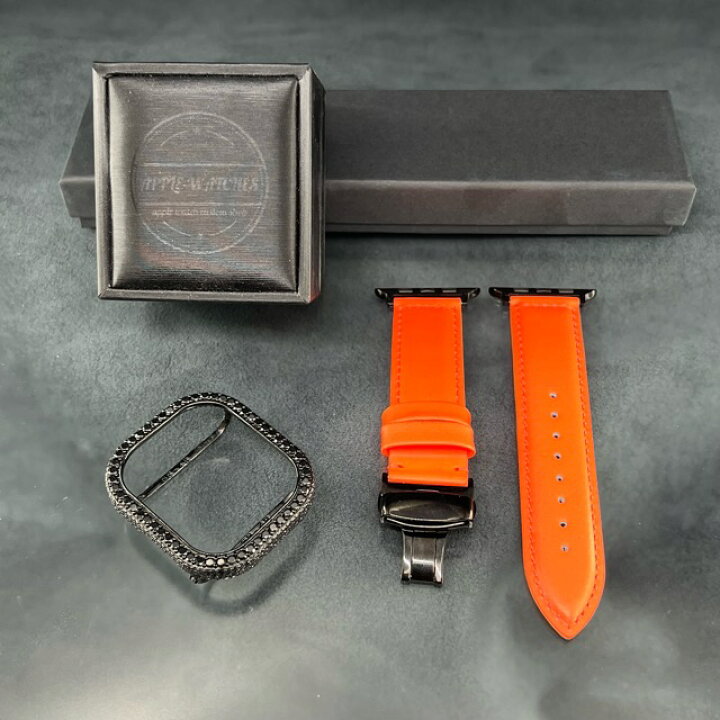 楽天市場】アップルウォッチ ブラック cz ダイヤモンド ベゼル 本革  