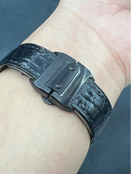 楽天市場】ブラック ベゼル CZダイヤモンド 本革 牛革 ベルト 