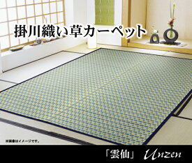 【ポイントアップで6月10日がおトク★店内全品対象】イケヒコ 掛川織 い草カーペット 「雲仙」 ブルー 江戸間6畳(約261×352cm) シンプル ブルー 4415206【代引き不可】【北海道沖縄離島は配送不可】-お取り寄せ品-