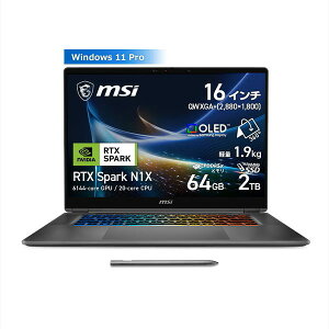 �y10��23�������z�m�[�g�p�\�R�� MSI Prestige RTX Spark Prestige-N16-Flip-AI+C1XMT-3200JP [�v���`�i�O���C] 16�^ OLED (�L�@EL) / 2880x1800 / NVIDIA Grace 20-core CPU / 64GB / NVIDIA Blackwell RTX 6144-core GPU / SSD 2TB/Windows 11 Pro 4