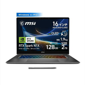 �y10��23�������z�m�[�g�p�\�R�� MSI Prestige RTX Spark Prestige-N16-Flip-AI+C1XMT-3100JP [�v���`�i�O���C] 16�^ OLED (�L�@EL) / 3840x2400 / NVIDIA Grace 20-core CPU / 128GB / NVIDIA Blackwell RTX 6144-core GPU / SSD 2TB/Windows 11 Pro 