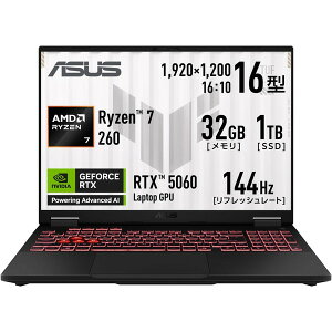 �Q�[�~���O�m�[�g�p�\�R�� ASUS TUF Gaming A16 FA608UMI / FA608UMI-R7R5060S [�C�F�[�K�[�O���[]�i16.0�^ / AMD Ryzen 7 260 / Windows 11 Home / ������32GB / SSD 1TB / NVIDIA GeForce RTX 5060 Laptop GPU�j�m�[�gPC 0199291499690-ds