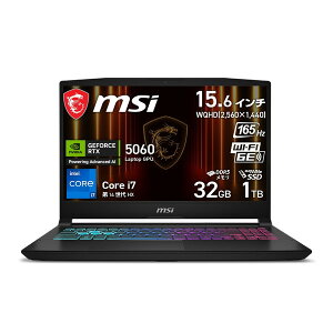 MSI Q[~Om[gp\R Katana-15-HX-B14WFK-3259JP 15.6C` WQHD 165Hz Core i7 14650HX GeForce RTX 5060 Laptop :32GB SSD:1TB Windows 11 Home ubN KATANA15HXB14WFK3259JP 4711377317573-ds