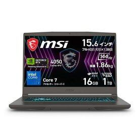 MSI ゲーミングノートパソコン Thin-15-B2RVE-6959JP 15.6インチ フルHD 144Hz Core 7 プロセッサー 240H GeForce RTX 4050 Laptop GPU メモリ:16GB SSD:1TB Windows 11 Home 4711377346894-ds